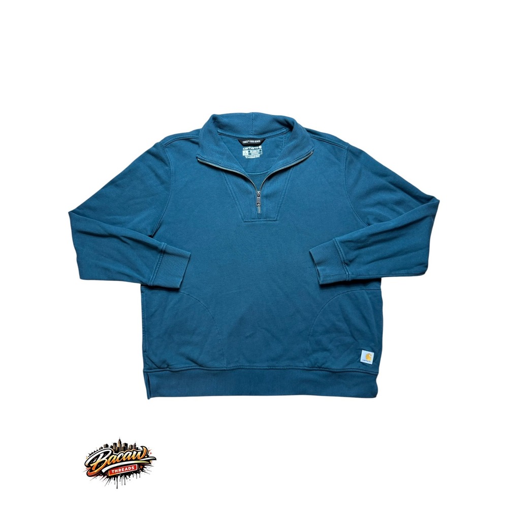 Carhartt Womens Teal Blue Tencel Fiber Series Quarter Zip Sweatshirt TS6451-W L